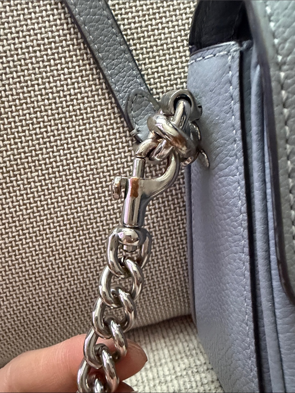 Coach Pebbled Leather Turnlock Crossbody in Gray-Blue - Picture 3 of 11